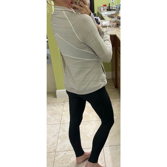 Athleta Powervita Elation Mesh Active zip jacket Medium oatmeal grey white - Picture 7 of 11